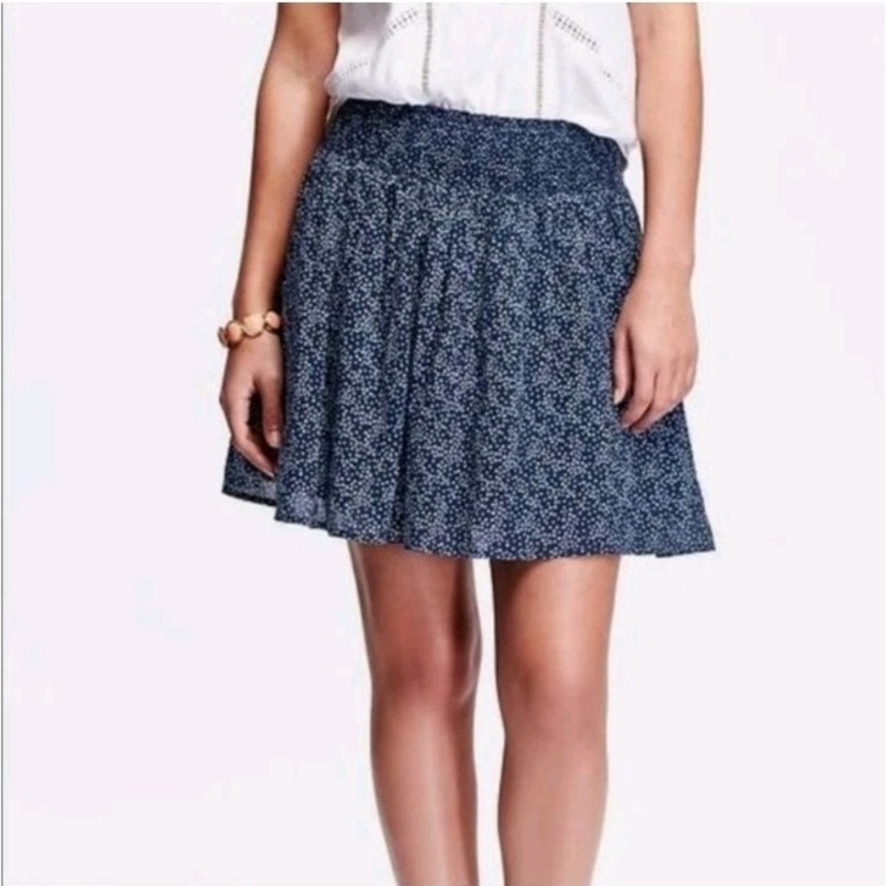 Old Navy Blue White Star Print Smocked Waist Patriotic Summer Mini Skirt Size XL